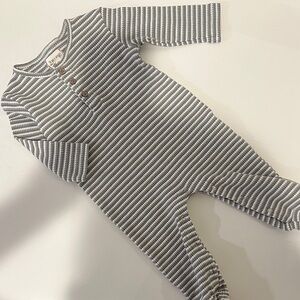 Me & Henry Cozy Striped Gray Romper